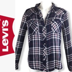 LEVi’S 100% Cotton Blue Plaid Button Up Shirt